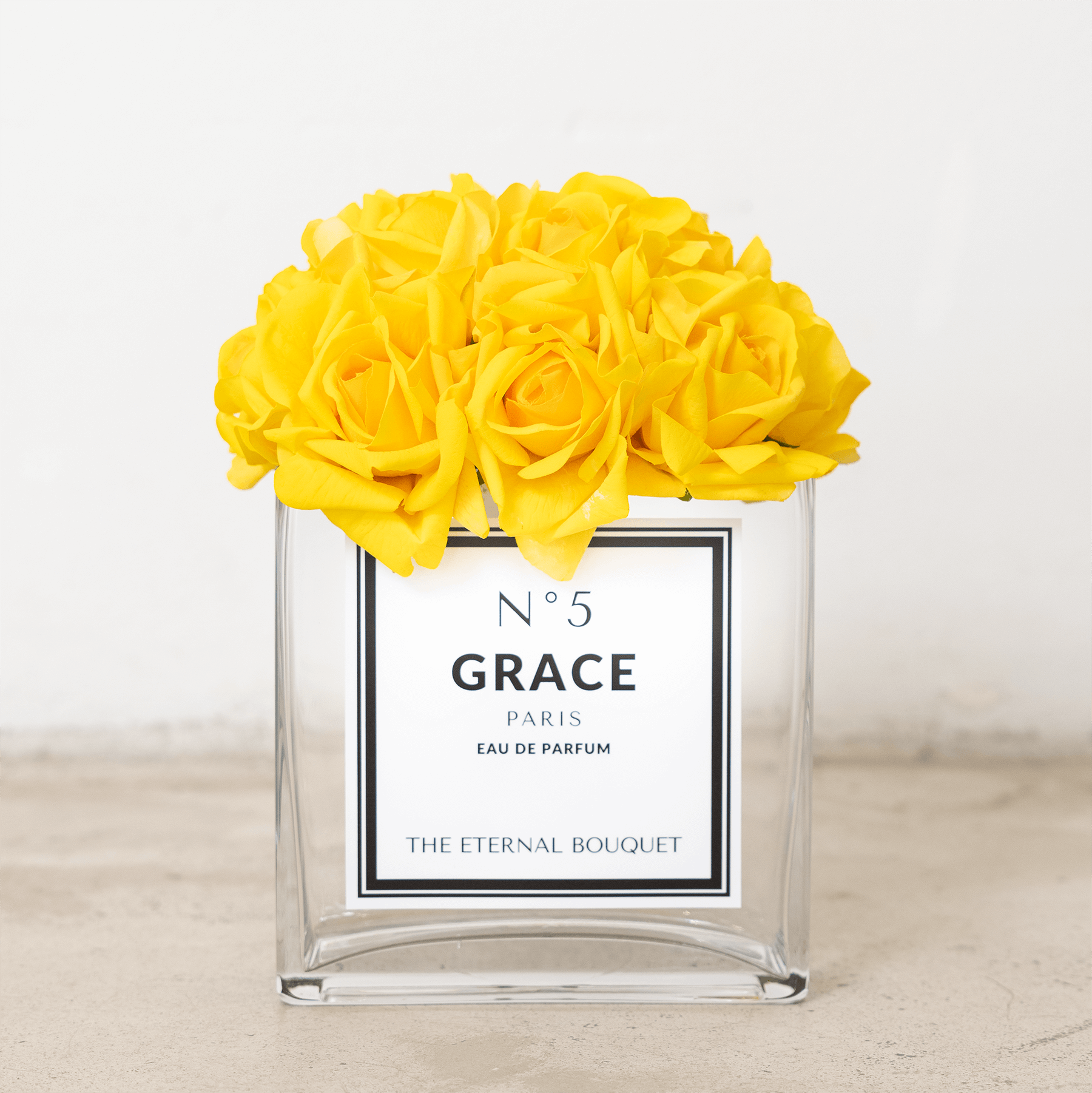 Personalised Glass Vase - Silk Everlasting Roses (10 roses)