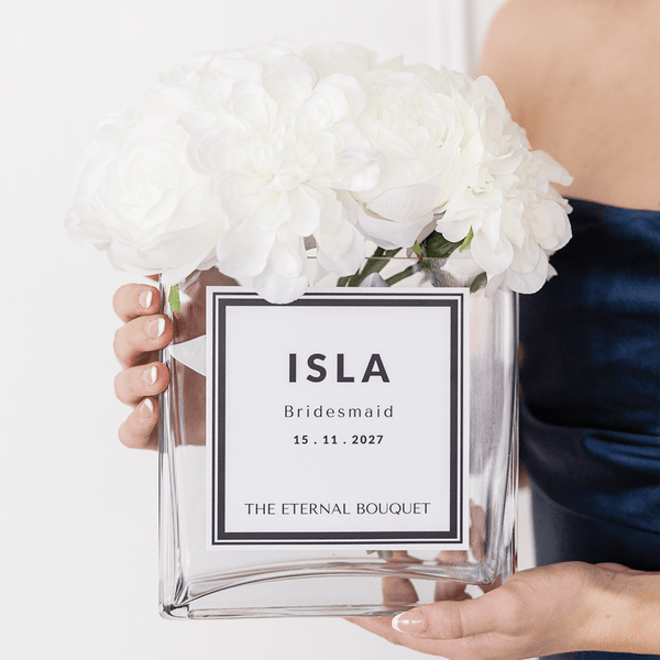 Personalised Glass Vase - Scented White Mixed Bouquet