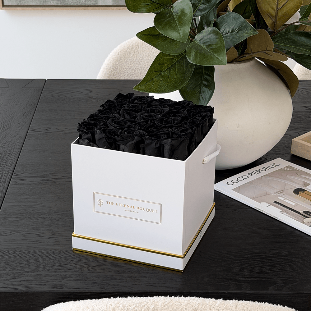 Classic Square Rose Box - Black
