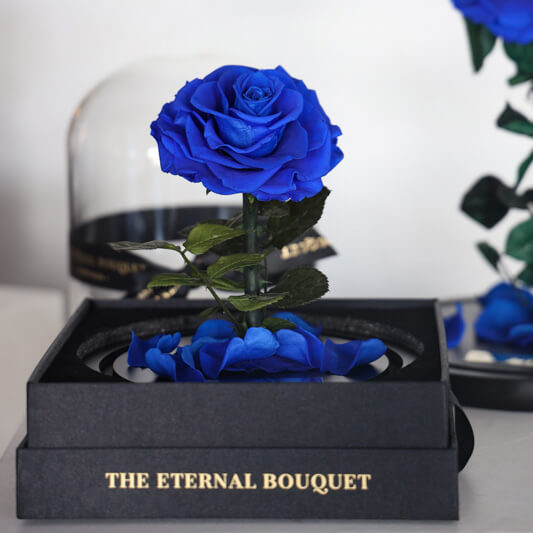 Mini Everlasting Royal Blue Rose in a glass dome
