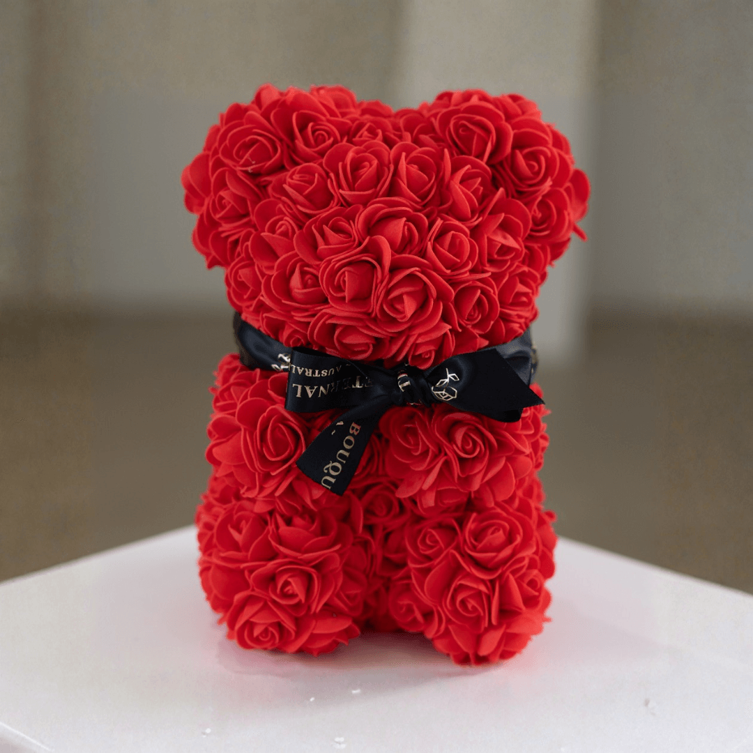 Red Eternal Rose bear by The Eternal Bouquet.