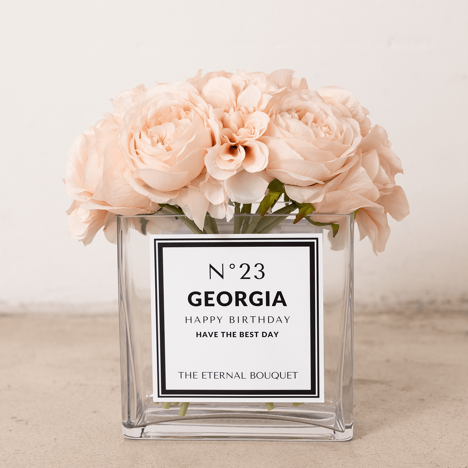 Personalised Glass Vase - Scented Mixed Blush Bouquet