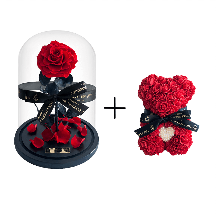 BUNDLE DEAL Red Enchanted Rose Mini Red Eternal Rose