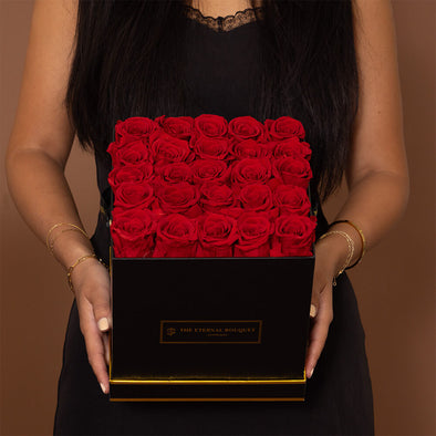 Classic Square Rose Box - Red