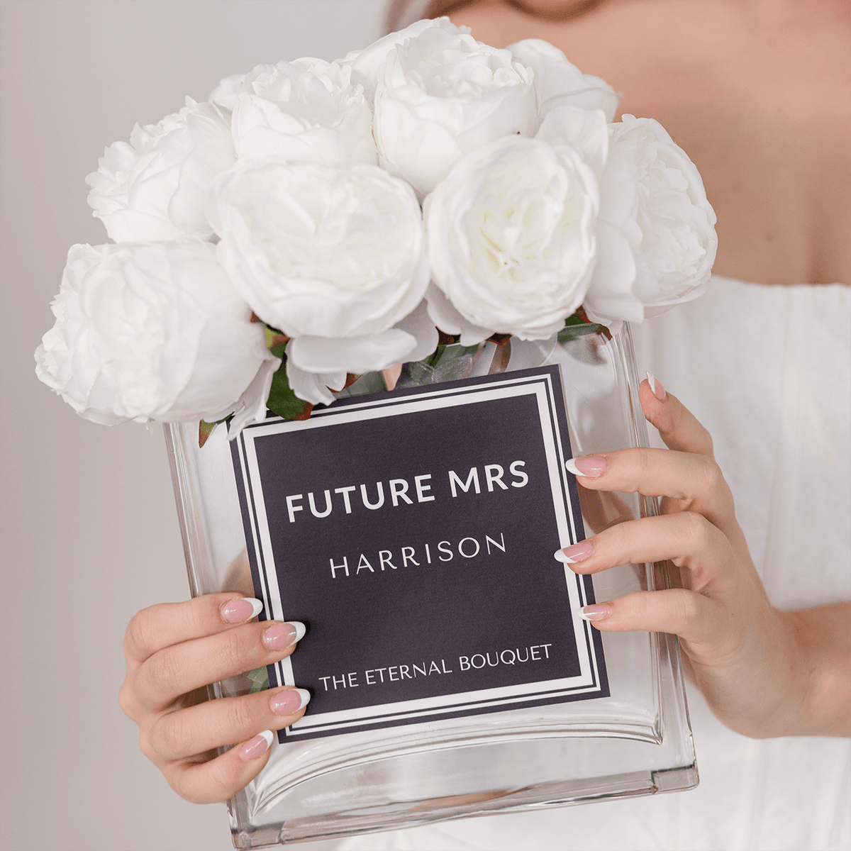 Personalised Glass Vase - Grand Scented Silk Peonies (16 peonies)
