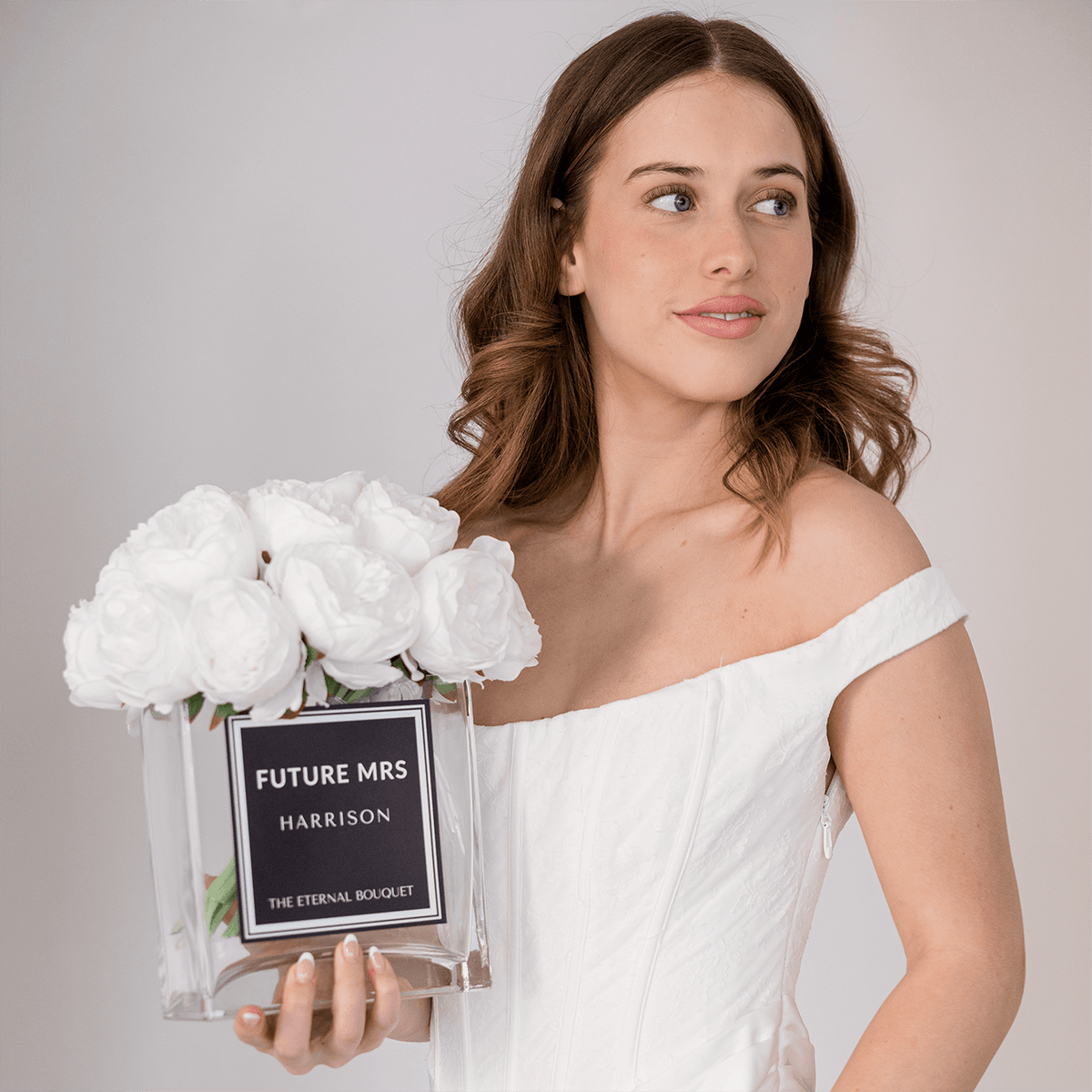 Personalised Glass Vase - Grand Scented Silk Peonies (16 peonies)