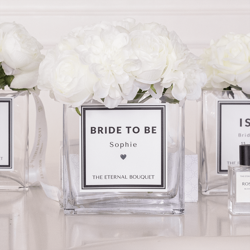 Personalised Glass Vase - Scented White Mixed Bouquet