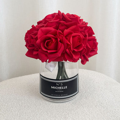 Mira Personalised Glass Vase - Silk Everlasting Roses