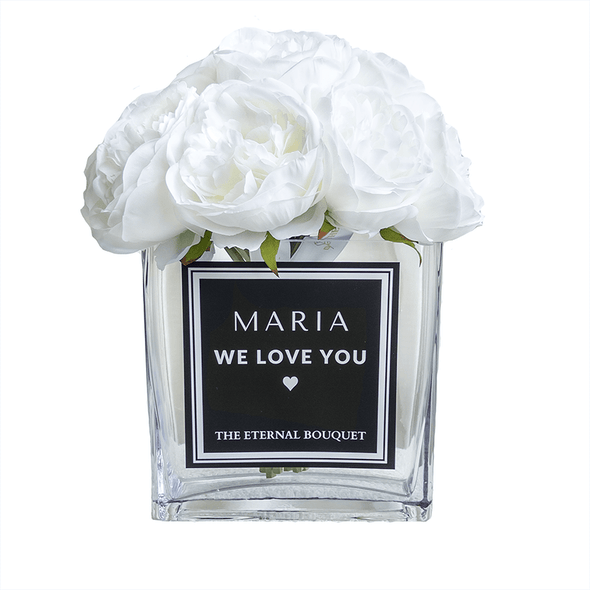 Personalised Glass Vase - Scented Silk Peonies