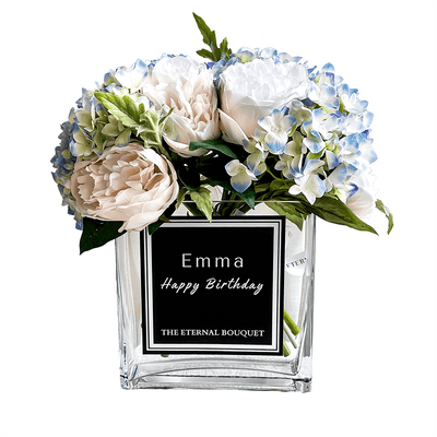 Personalised Glass Vase - Mixed Eden Blooms - The Eternal Bouquet ®