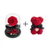 BUNDLE DEAL: Red Enchanted Mini & Mini Red Eternal Rose Bear with Pearl Heart [FREE GIFT BOX] - The Eternal Bouquet ®