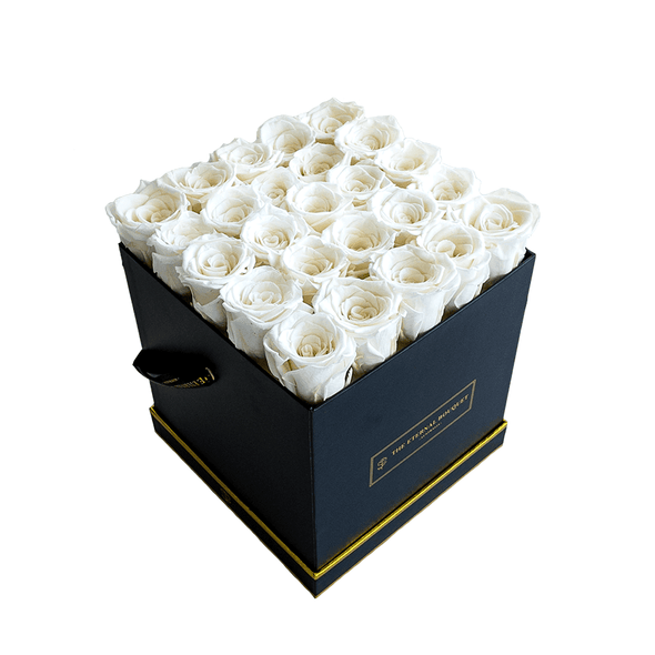 White Everlasting Rose bouquet Box (Side View)