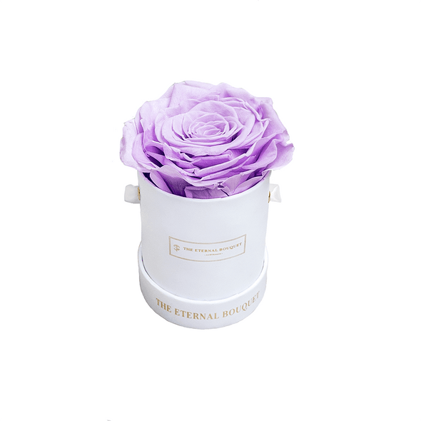 Single Everlasting Baby Purple Lavender Rose in Round Bouquet Box