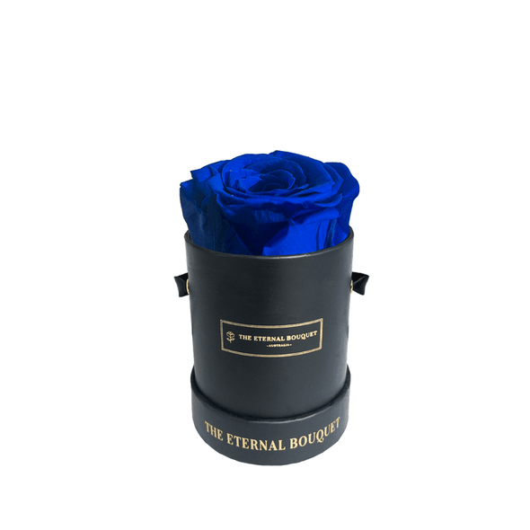 Single Everlasting Royal Blue Rose in Round Bouquet Box