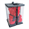 A luxurious everlasting red rose teddy bear from The Eternal Bouquet, beautifully presented in a clear display gift box and wrapped with elegant black branded ribbon. This romantic and lasting gift is perfect for special occasions like anniversaries, Valentine’s Day, or birthdays, offering a heartfelt gesture that goes beyond traditional flowers.