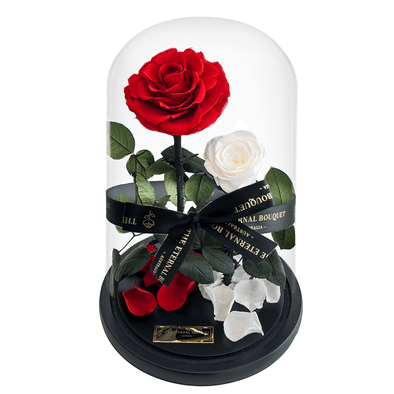 2 Enchanted Everlasting Red and White Rose Dome 