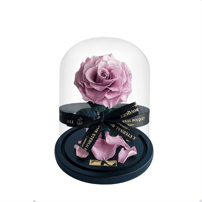 Lilac Purple Everlasting Rose in a glass dome