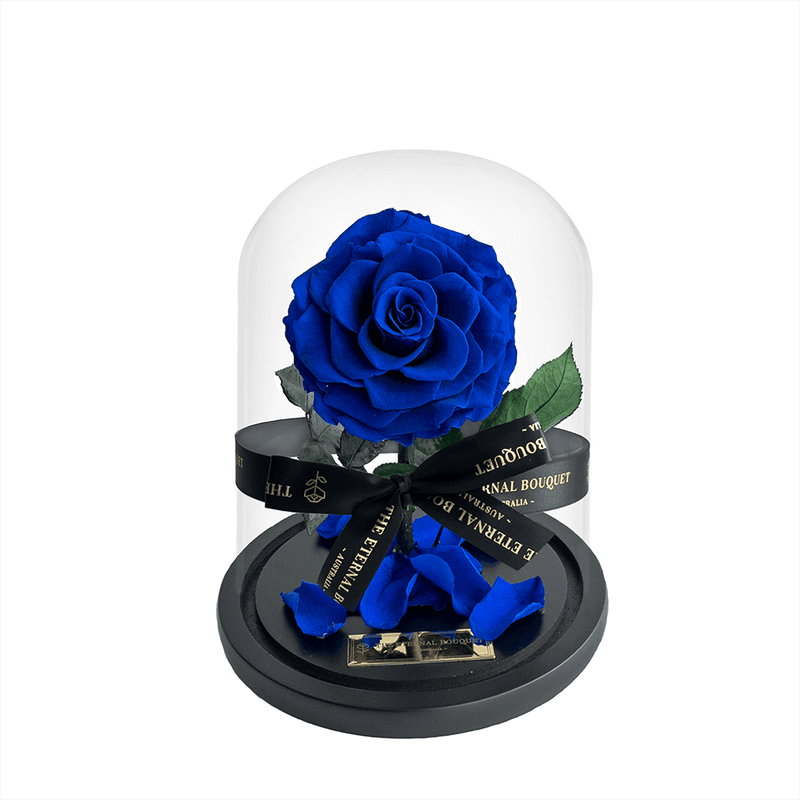 Mini Everlasting Royal Blue Rose in a glass dome