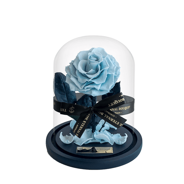 Small Everlasting Sky Blue Rose in a glass dome