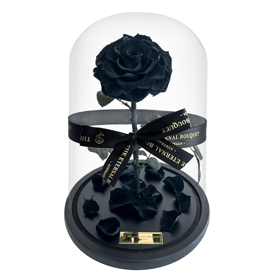 Everlasting Black Rose in a glass dome