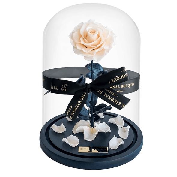 Everlasting Champagne Beige Rose in a glass dome