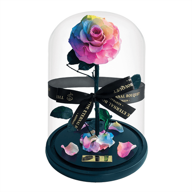 Everlasting Rainbow Rose in a Glass Dome